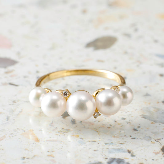 アコヤパールリング(ダイヤ付き)