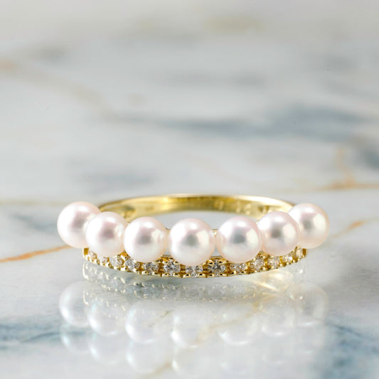 アコヤベビーパールリング(0.15ctダイヤ付き)